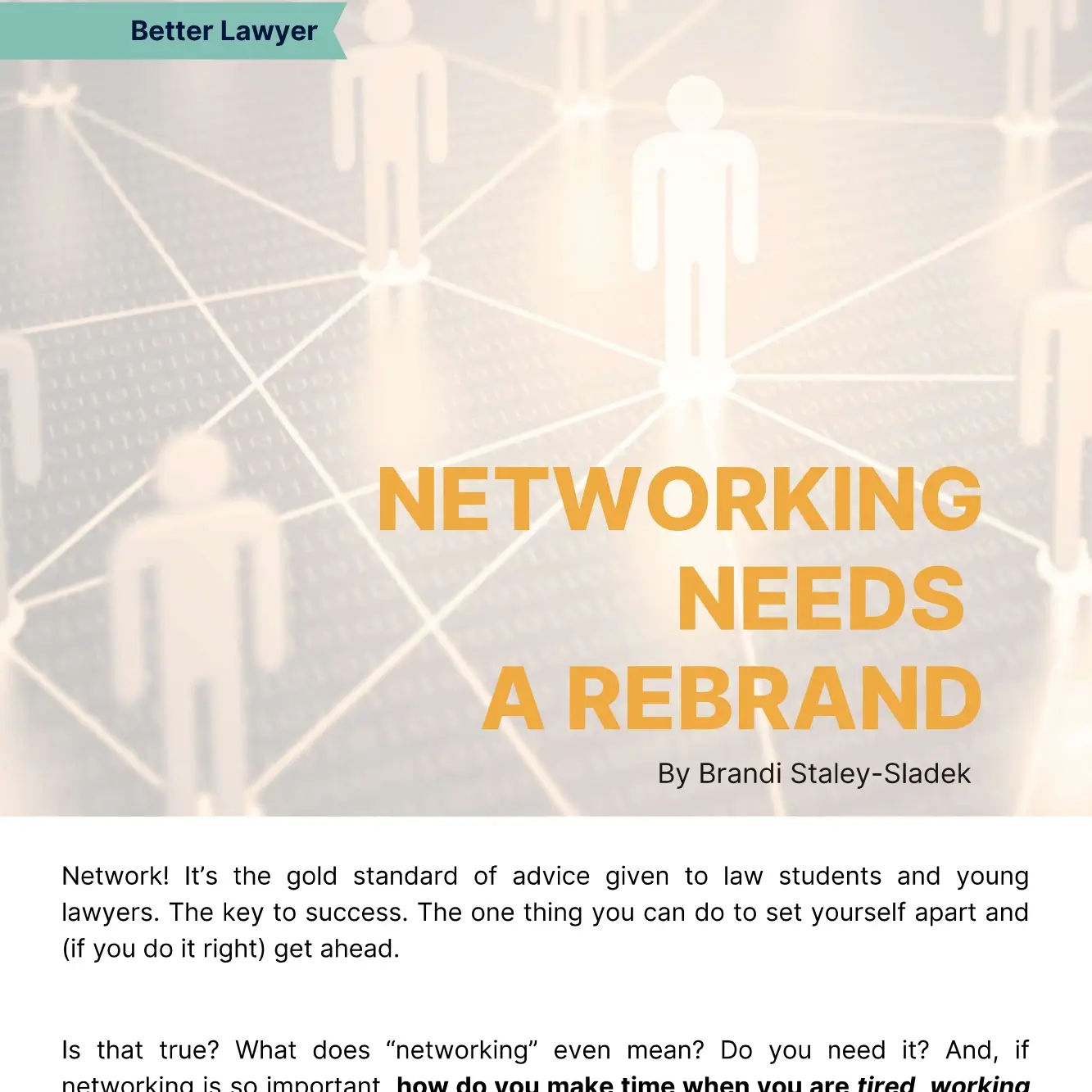 A graphic illustrating the concept of rebranding networking, featuring modern visuals and bold typography