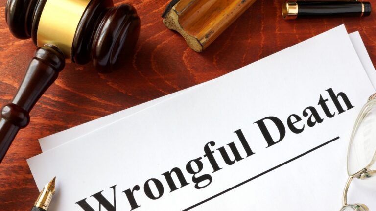 Wrongful death document and judge's gavel